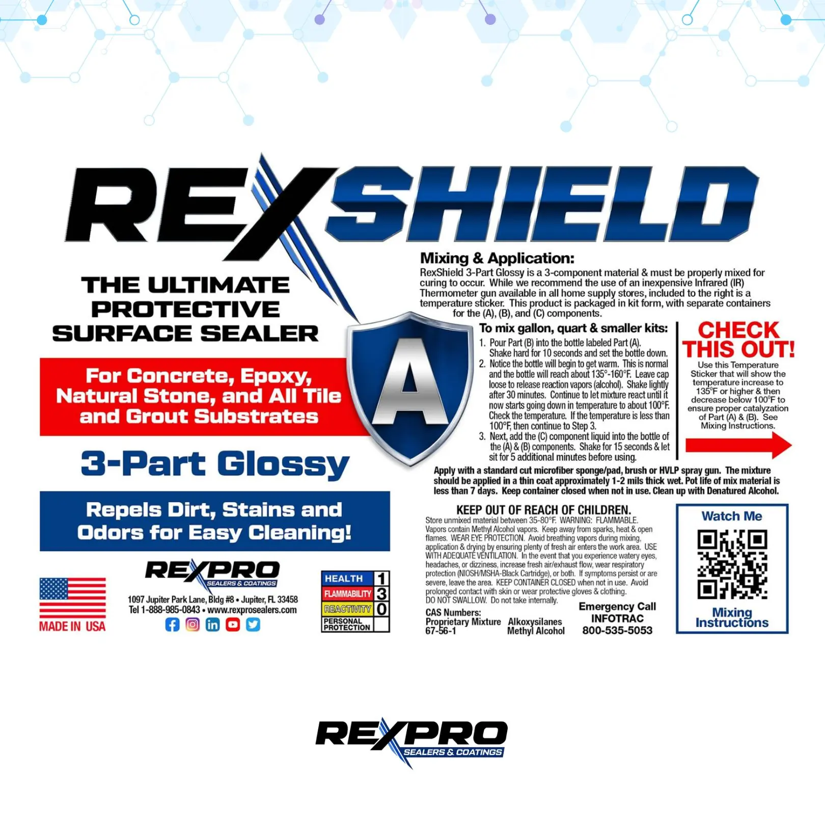 RexShield - 3 Part Glossy - Concrete Epoxy Tile Paver Sealer